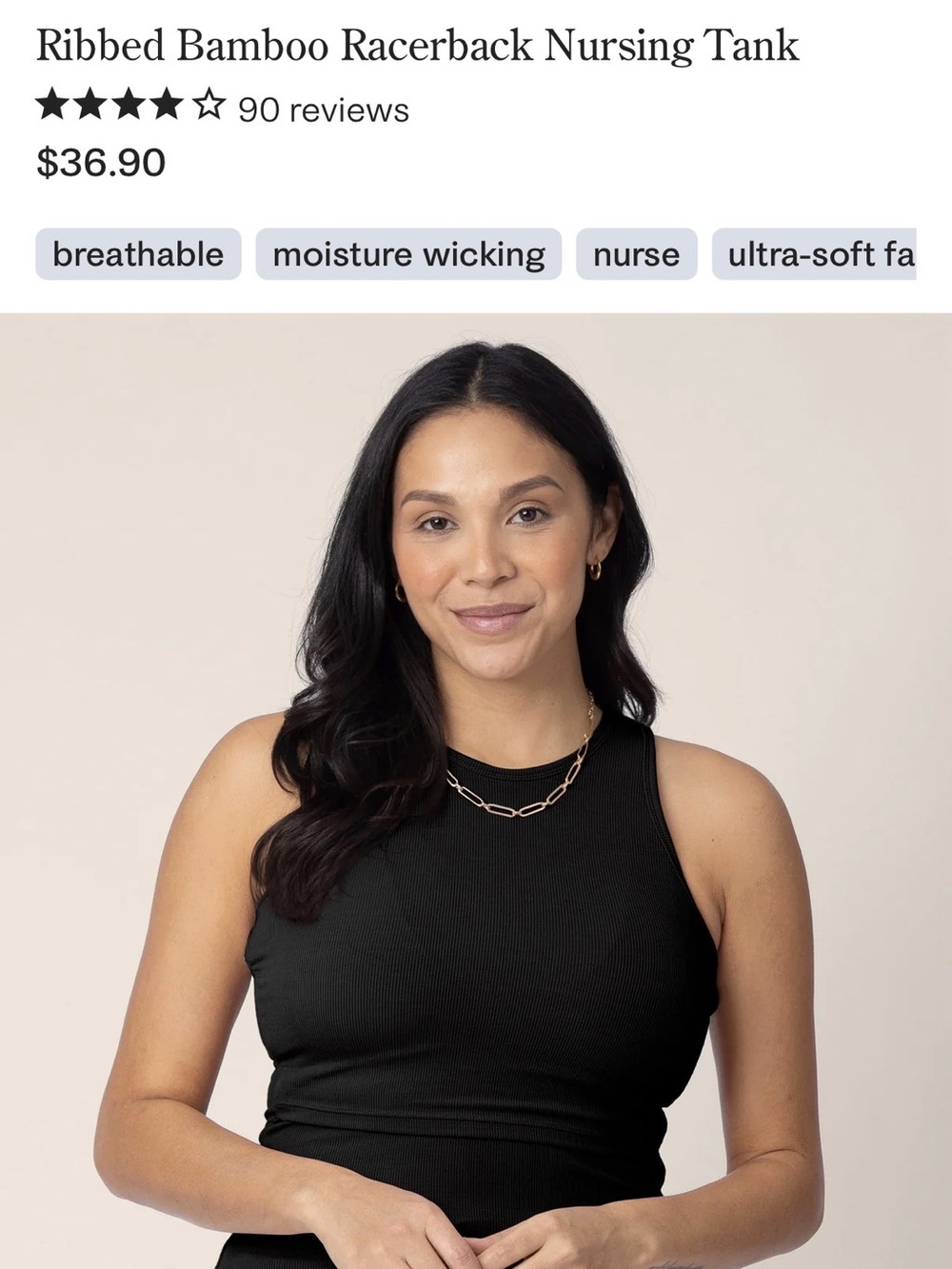 Kindred Bravely Ribbed Bamboo Racerback Nursing Tank — Black